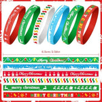 48 Pack Christmas Wristband 6 Style Silicone Bracelet Wristbands Xmas Rubber Band For Christmas Party Decor 6 Xmas Pattern Wrist Band Party Supplies