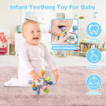 0-3-6-12 Months Baby Toys, 5 In 1 Montessori Toys For Babies, Teething Toy & Stacking Building Block & Ring & Silicone Pull String, Sensory Development Baby Infant Toy, Gift For Babies