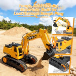Remote Control Excavator Toy 2 Batteries Rc Excavators Sandbox Digger Hydraulic Construction Toys Vehicles Birthday Gift For Boys Kids 3-14 Years