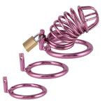 Metal Chastity Device, Male Cock Cage Stainless Steel Chastity Cage Device With 50Mm Cuff Active Ring Sex Restraints Bdsm Toy Sex Toy For Men, Rose Pink