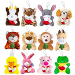 12 Pcs Mini Christmas Stuffed Animal Plush Toys, 3' Animals Keychain Bulk Small Plush Animal Toys Decor For Party Favors Classroom Prize Stocking Fillers