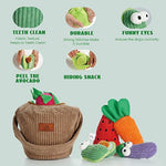 Small Squeaky Crinkle Dog Toys- 15 Packs Grocery Basket Fruits Veggies Puppy Toys To Keep Busy, Cute Durable Plush Stuffed Hide Seek Cognitive Dog Christmas Stocking Stuffers
