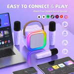 Upgraded Mini Karaoke Machine With 3 Wireless Microphones For Kids Girls Boys - Karaoke Party Speaker Christmas Birthday Gifts For 4 5 6 7 8 9 10 11+ Year Old - Kids' Instrument Accessories - Purple