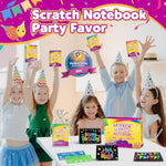 Rainbow Scratch Art Notebook Party Favors for Kids 4-8-12 Years Old, 24 Pack