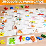 Alphabet Abc Learning Educational Toys For 2 3 4 5 Years Old Boys Girls, Wooden Puzzle Flash Cards Preschool Activity Letter Matching Games For Kids Toddlers
