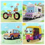 4In1 Vehicles Jigsaw Puzzles Set For Kids Ages 3-5 4-6 | Preschool Learning & Educational Toys | Brain Teaser Boards For Boys Girls + Coloring Sheets | Christmas Birthday Gifts