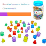3D Geometric Solids 60 Pcs For Kids Translucent Geometric Shapes For Geometry Beginnings,Light Table Manipulatives Toy Math Helper School Supplies