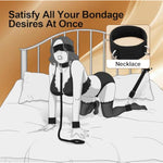 Bdsm Bondage Restraints Set - 7Pc Sm Kit With Adjustable Collar, Wrist & Ankle Cuffs, Tickle Blindfold & Door Swing For Couples, Bedroom Play, Sensual Games For Men And Women Sex Toys