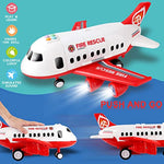Airplane Toy With Fire Truck Cars And Play Mat,Plane With Lights And Sounds For 3 + Years Old Boys And Girls