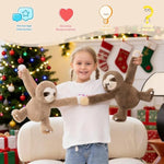 Sloth Stuffed Animals Duo, Freezable & Microwavable Stuffed Animals For Warmth, Long-Arms Hugging Plush Sloth Toys For Kid Wife Twins Birthday Gift Christmas Decor