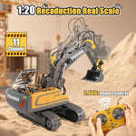 Remote Control Excavator Toys For Ages 5-7, 11Ch 2400Mah 2.4Ghz Rc Cars Construction Toy Truck Digger Metal Shovel Sound Light, Kids Boys Toys Age 4-6-8 Birthday Gifts For 5 6 7 8 Year Old Boys