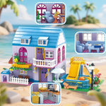 3 In 1 Girls Summer Villa Friends Building Set Compatible With Lego Friends With Swimming Pool, Slide, & Pet Home- Creative Modular House Playset For Kids Aged 6+