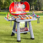 Kids Kitchen Toy Set, Kids Bbq Grill Kitchen Playset With Smoke, Sound & Light, 2-Layer Barbecue Indoor Outdoor Play Grill Toy Gift For Toddler Girl Boy Toy 3 4 5 6 7 8 Year Old