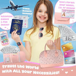 Play Purse For Little Girls - Pretend Play Toy Set For Kids Including Handbag, Makeup, Phone, Wallet, Smartwatch, Passport, Credit Cards, Keys - Birthday Gift Ideas For Girls Age 3 4 5 6 7+