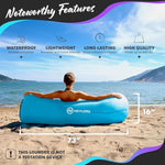 Inflatable Lounger | 210T Polyester Inflatable Chair | No-Pump Blow Up Couch | Camping Couch Air Sofa Bed W/ 450 Lbs. Cap., Pockets & Matching Bag | Use As Inflatable Couch For Adults & Kids