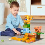 Marble Runs For Kids 4-8,Marble Run For Kids Ages 3-5 With Dinosaur Building Blocks, Montessori Learning Stem Building Toys With 4 Marble Track Compatible With Major Brands 10.04*10.04*10.63