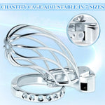 Chastity Cage Adjustable Size Cock Cage Skeletonized Breathable Stainless Steel Chastity Devices Male Chastity (Large)