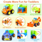 Push And Go Friction Powered Cars Construction Vehicles Toy Set Tractor Bulldozer Mixer Truck Dumper For 1 2 3 Year Old Baby Toddlers Boys Gifts