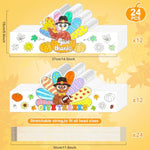 24 Pcs Color Your Own Turkey Crowns, Thanksgiving Paper Hat Craft for Kids