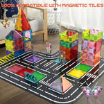 Magnetic Tiles Road Set, Magnet Tiles For Kids Ages 3-5 4-8 5-7, Magnetic Building Blocks Montessori Educational Stem Creativity Toys 3+ Year Old Boys & Girls Toddlers Kids Christmas Birthday Gifts