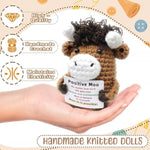Handcrafted Highland Cow Positive Crochet Animals - Courage-Building Keepsake For Friends, Her, Him, Sisters, Collegue, Freshman | Uplifting Workplace Ally & Inspirational Cheer Up Gifts For Birthdays