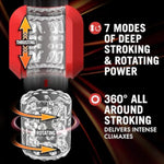 Blush M For Men Slambox 360° Rotating Automatic Male Masturbator - 7 Powerful Stroking Modes - Realistic Soft Inner Sleeve Blowjob Sex Machine Stroker - Open Ended - Sex Toy For Men Pleasure - Red