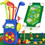 Toddler Golf Set With Putting Mat & Cornhole Board, Kids Golf Clubs 3-5 Years Old With 10 Balls, 4 Clubs, 2 Holes & Cart, Indoor Outdoor Toddler Sports Toys