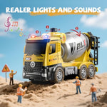 4 Pcs Alloy Construction Truck Toys Gifts For 2 3 4 5 Year Old Boys, 9" Construction Vehicles Toys With Light & Sound, Include Excavator, Crane, Dump And Mixer, Toys For Boys Toddler Kids 2-4 3-4 4-6