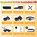 Sex Bondage Restraint Kits Bdsm Toys 12 Pcs Handcuffs Ankle Cuffs Anal Plug Nipple Clamps Ball Gag Blindfold Rope Leather Restraints Set Adjustable For Adult Beginners (Black)