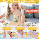 Rocket Piggy Bank For Kids With Led Light, Glow In Dark Unbreakable Wooden Piggy Bank With Diy Colors, Kids Safe Bank For Birthday