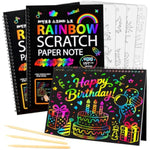 3 Pack Rainbow Scratch Art Notebooks, Spiral Magic Scratch Pads for Kids