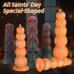 3 Sizes of Pumpkin Shape Yellow Color Large Anal Beads, Reusable Thick Round Butt Plug with Suction Cup Adult Sex Toy for Men Women, S
