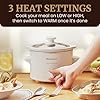 Electric Slow Cooker Ceramic Pot Adjustable Temp, Entrees, Sauces, Stews & Dips, Dishwasher Safe Glass Lid & Crock