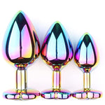 Rainbow Crystal Metal Anal Butt Plug for Women - A Sensual Sex Gift with Heart-Shaped Design