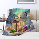 Christmas Polar Bear Blanket White Bear Winter Aurora Throw Blankets Gifts For Girls Boys Kids Animal Lovers Soft Cozy Fleece Plush For Couch Sofa Bed 50"X40"