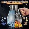 Glass Pitcher with Lid,1 Gallon Glass Water Pitcher Hot/Cold Water Jug, Juice and Iced Tea Beverage Carafe with Lid (Extra-Wide Mouth)