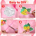 Color Your Own Strawberry Ornament Craft Kit with 32 Ribbons for Kids