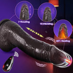 8.3" Thick Black Thrusting Dildo Vibrator - Huge Girthy BBC Heated Dildo