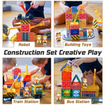 Magnetic Tiles Magnetic Construction Toys With 2 Cranes Boys Toys For Ages 3-5 5-7 Magnet Building Blocks Chritmas Gifts Boys Sensory Autism Montessori Toys Gift For 3+ Year Old