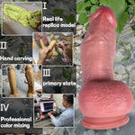 5.51'' Realistic Soft Silicone Dildos For Beginners, Handmade Thick Adult Anal Sex Toys With Powerful Suction Cup, Lifelike G-Spot Penis Real Skin Cock Gay Dildo For Women Men & Couples.