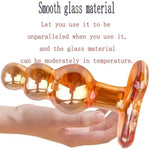 Glass Anal Beads Prostate Massager P-Spot Stimulation Anal Trainer Sex Toys,Glass Big Size Butt Plug With Graduated Beads Crystal Butt Plug Personal Massage For Men Women(Brown)