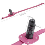 Lockable Dildo Mouth Gag with Adjustable Leather Strap, Rose Red