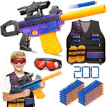 Toy Gun Automatic Sniper Rifle, Realistic Electric Toy Foam Blaster Sniper With Scope Tactical Vest Kit, Toy Gun For Boys 8-12, Birthday, Indoor Outdoor Shooting Game For Kids