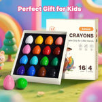 16 Color Jumbo Egg Crayons for Toddlers Ages 1-3, Washable & Non-Toxic