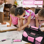 32-Piece Kids Real Tool Set, Pink Kids Size With 12” Storage Bag, Safety Certified Children Learning Hand Tools For Boys And Girls Age 6+, Diy, Construction, Woodwork, Christmas Birthday Gift