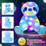Light-Up Plush Blue Sloth Led Stuffed Animal Birthday Christmas Plushies Toy Gifts For Kids Toddler Girls, 10.5"