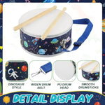 1 Pc Kids Drum Set, 8 Inch Toddler Drum Wooden Toy With Adjustable Strap And 2 Drumsticks, Educational Sensory Musical Instrument For Toddlers Kid Baby Boys Girls Gift(Space)
