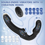 Strapless Strap-On Dildo Vibrator With Remote Control, Double-Ended Dildos With 10 Vibration Modes, Waterproof Rechargeable Sex Toys With Clitoris Stimulator For Women Lesbian Couples Black