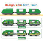 Battery Operated Train Set For Wooden Track, Motorized Train Toy For Kids, City Trains Vehicle Compatible With Thomas & Friends, Brio And Chuggington