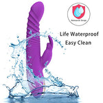 9 inch G Spot Clitoral Vibrator Handheld Rabbit Ears Waterproof Rechargeable Realistic Silicone Dildo Vibrators with 8 Powerful Modes Adult Rose Sex Toys for Women